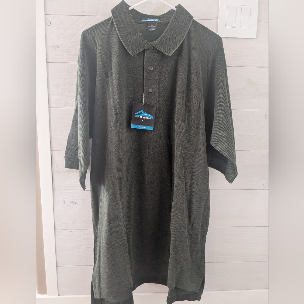🏞️ NWT Tri-Mountain Men's Green Polo Shirt; Size: Large Tall - Picture 6 of 7